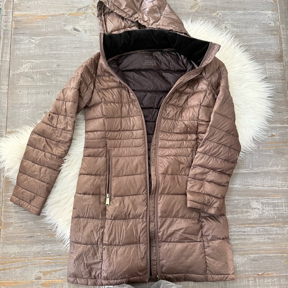 Andrew Marc Bronze Womens Packable Lightweight Parka Down Puffer Coat